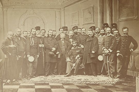 Српска делегација са кнезом Михаилом у Цариграду 1867, фотографија Паскала Себаа